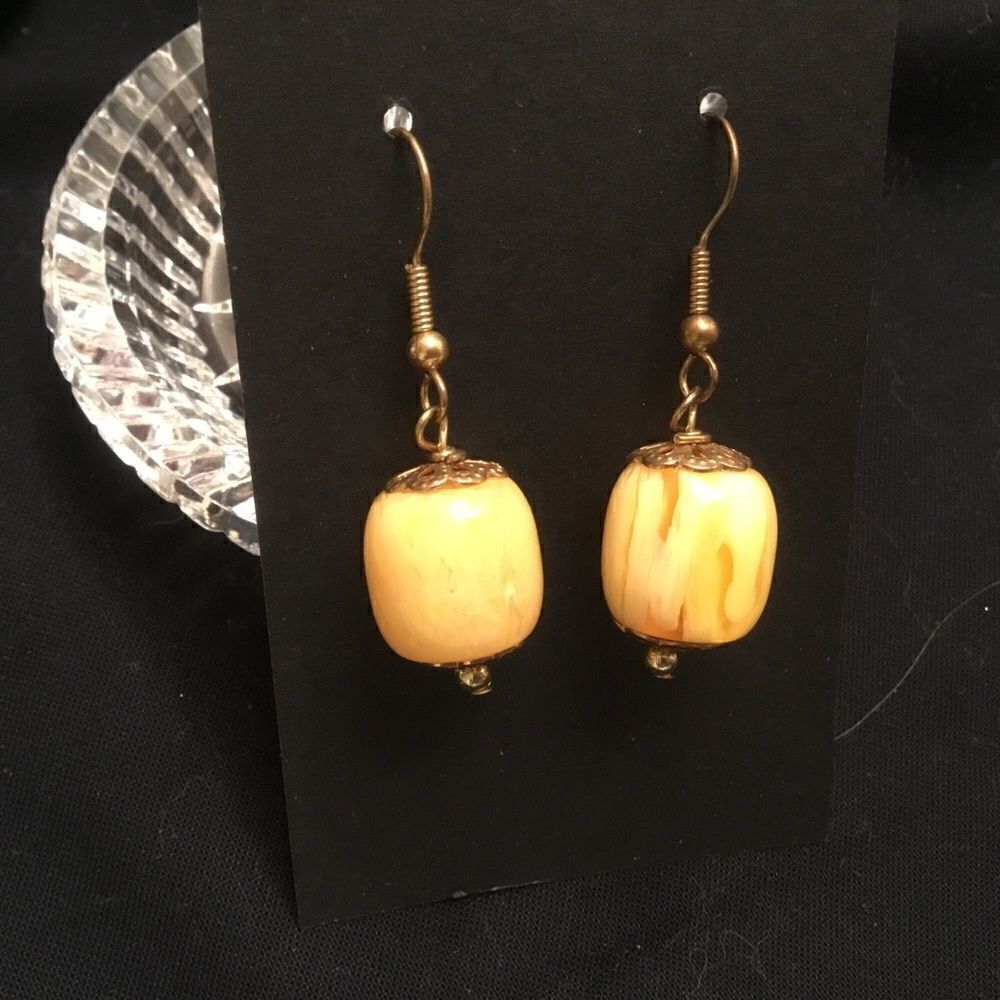 Goldtone Butterscotch Bead Earrings